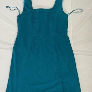 NWT Japra Size L Women's Blue Turquoise Corduroy Mini Dress. Made in India.